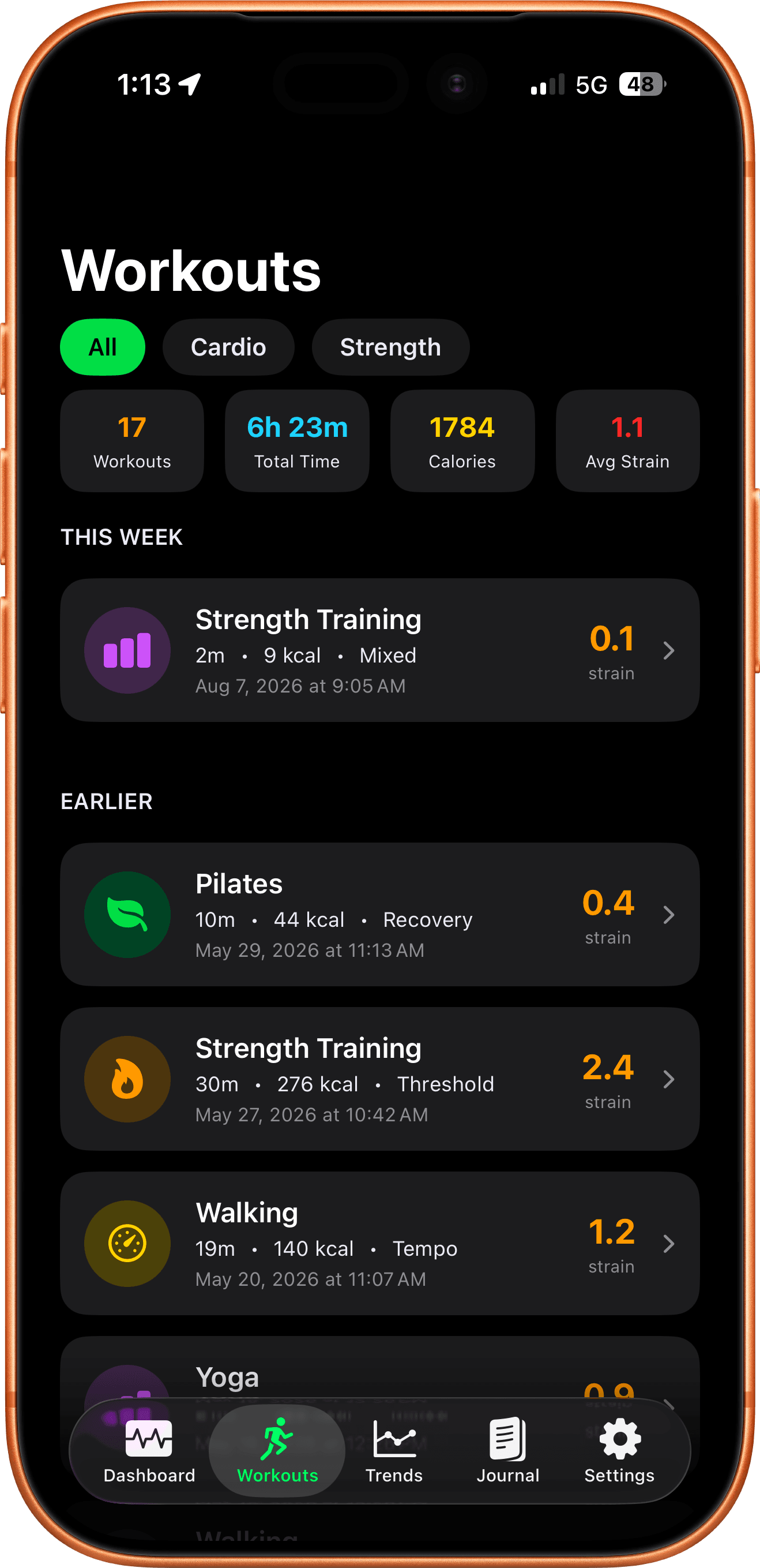 Workout History